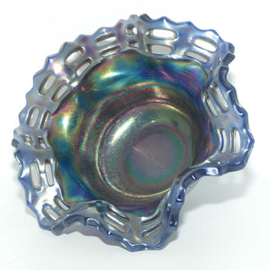 Fenton Carnival Glass bowl | Pierced Gallery | Basket Weave pattern