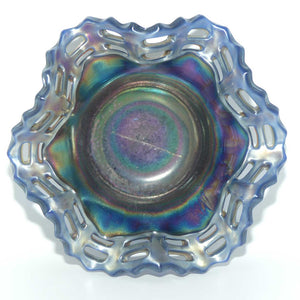 Fenton Carnival Glass bowl | Pierced Gallery | Basket Weave pattern