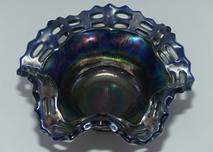 Fenton Carnival Glass bowl | Pierced Gallery | Basket Weave pattern