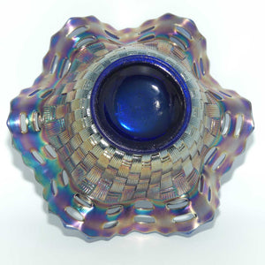 Fenton Carnival Glass bowl | Pierced Gallery | Basket Weave pattern