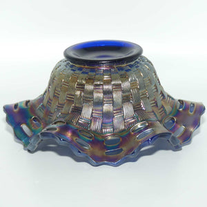 Fenton Carnival Glass bowl | Pierced Gallery | Basket Weave pattern