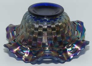 Fenton Carnival Glass bowl | Pierced Gallery | Basket Weave pattern