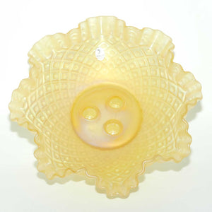 Fenton Yellow Stretch Carnival Glass 3 trumpet epergne | Optic Lace