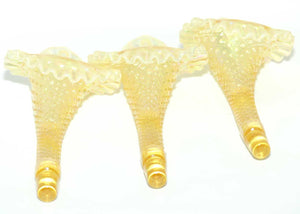 Fenton Yellow Stretch Carnival Glass 3 trumpet epergne | Optic Lace