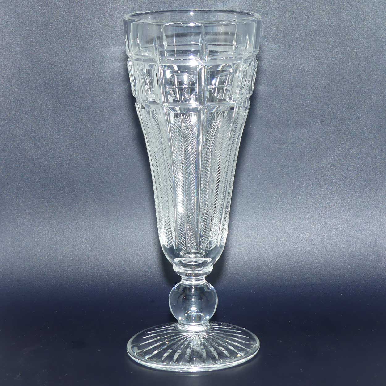 Webb Corbett Crystal vase | superb facetted Fern pattern with Dots