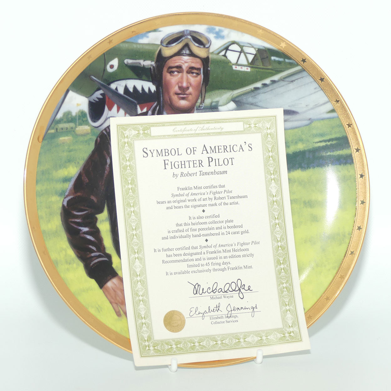 Franklin Mint Heirloom plate | John Wayne | Symbol of America's Fighter Pilot + Cert
