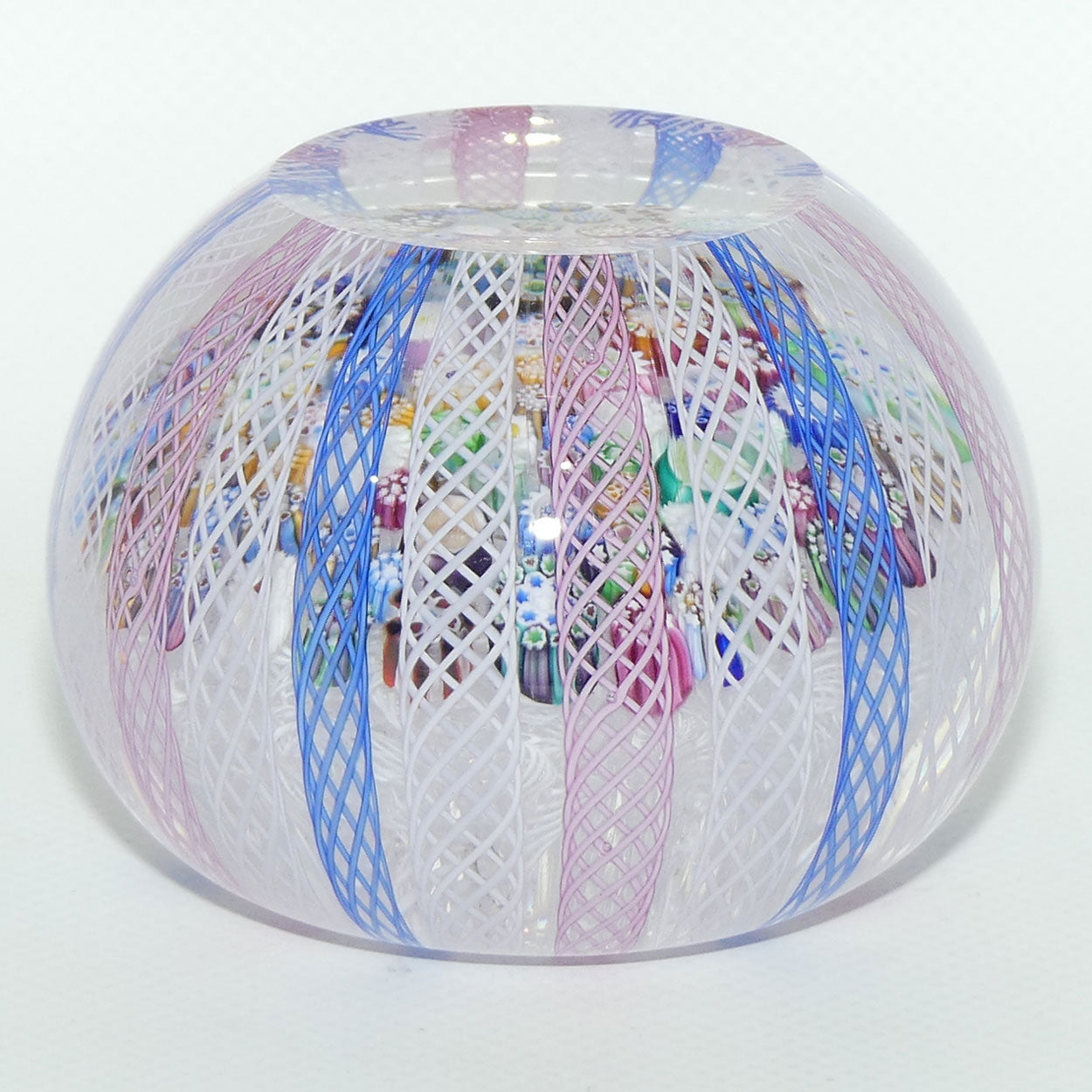 John Deacons Scotland Millefiori Closepack Filigree Overlay Magnum paperweight