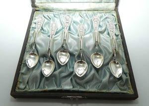 Set of 6 Filigree Silver tea spoons