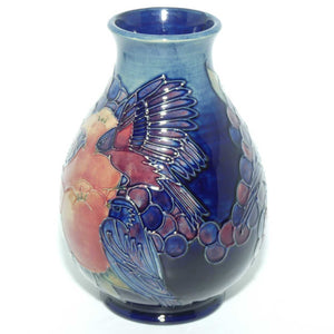 Moorcroft Finches 7/7 vase | Blue | boxed 