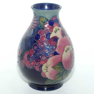 Moorcroft Finches 7/7 vase (Blue; #2)