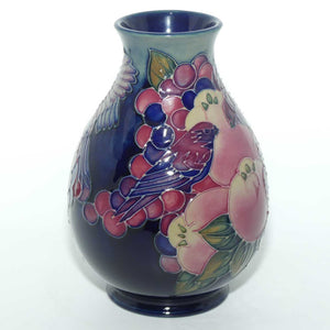 Moorcroft Finches 7/7 vase (Blue; #2)