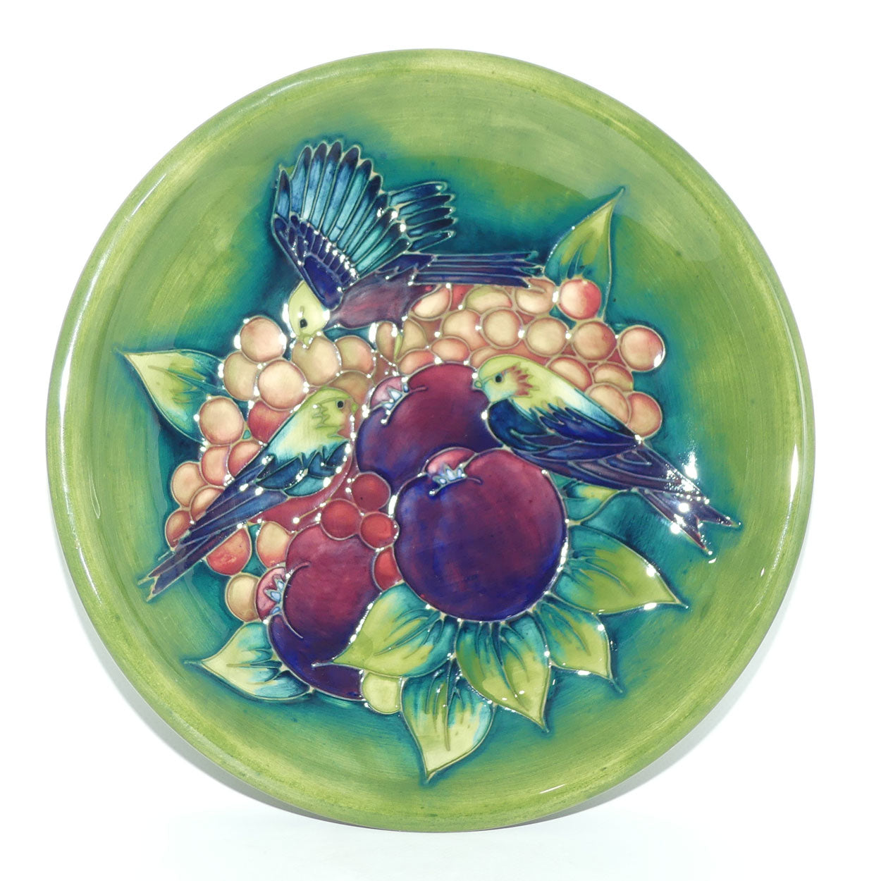 Moorcroft Finches plate | Green | Shape 783/10