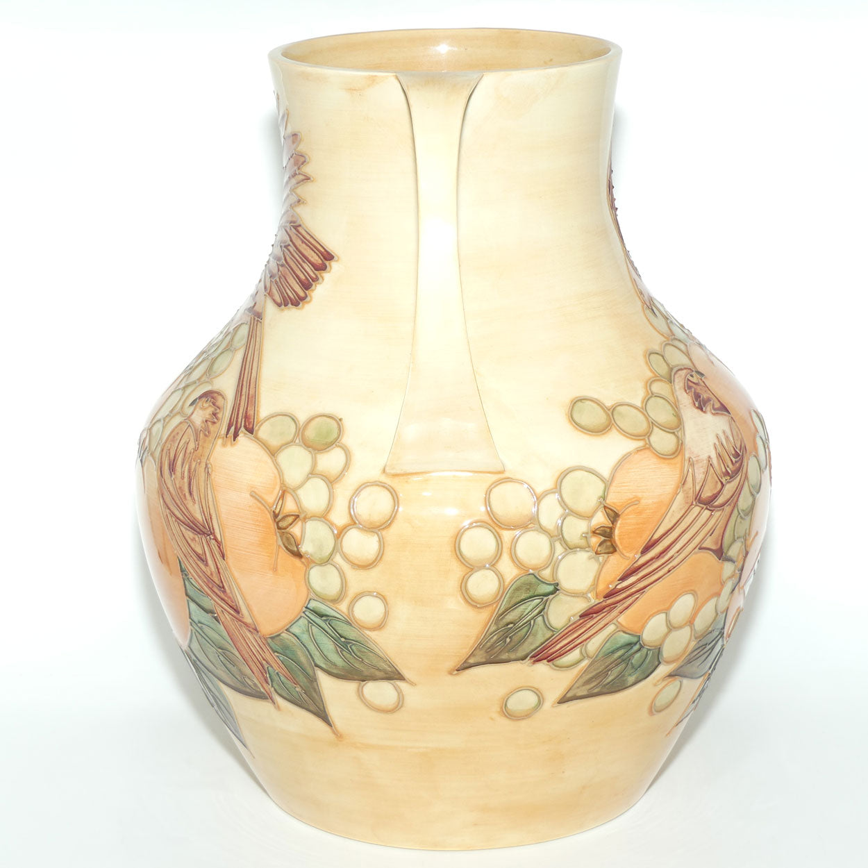 Moorcroft Finches Autumn 5/13 handled vase