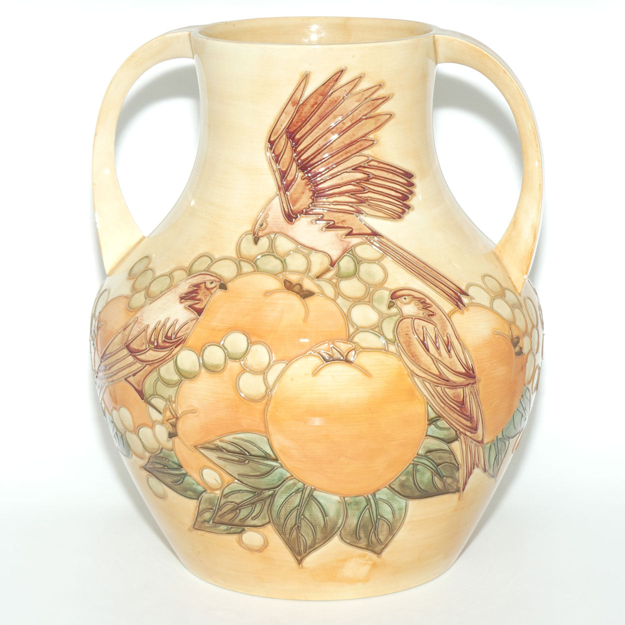 Moorcroft Finches Autumn 5/13 handled vase