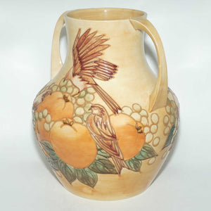 Moorcroft Finches Autumn 5/13 handled vase