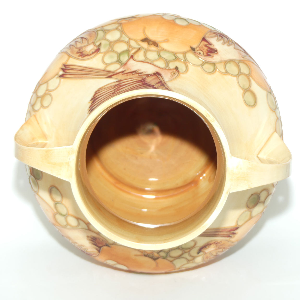 Moorcroft Finches Autumn 5/13 handled vase