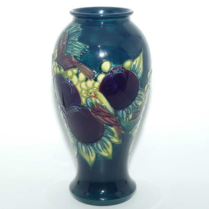 Moorcroft Finches tall vase (Blue/Green)