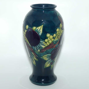 Moorcroft Finches tall vase (Blue/Green)