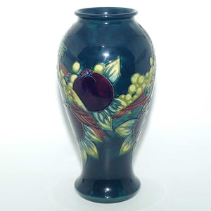 Moorcroft Finches tall vase (Blue/Green)