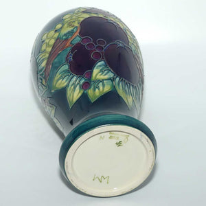 Moorcroft Finches tall vase (Blue/Green)