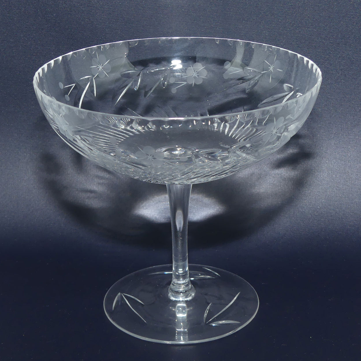 Fine Quality Floral Cut Crystal Tazza