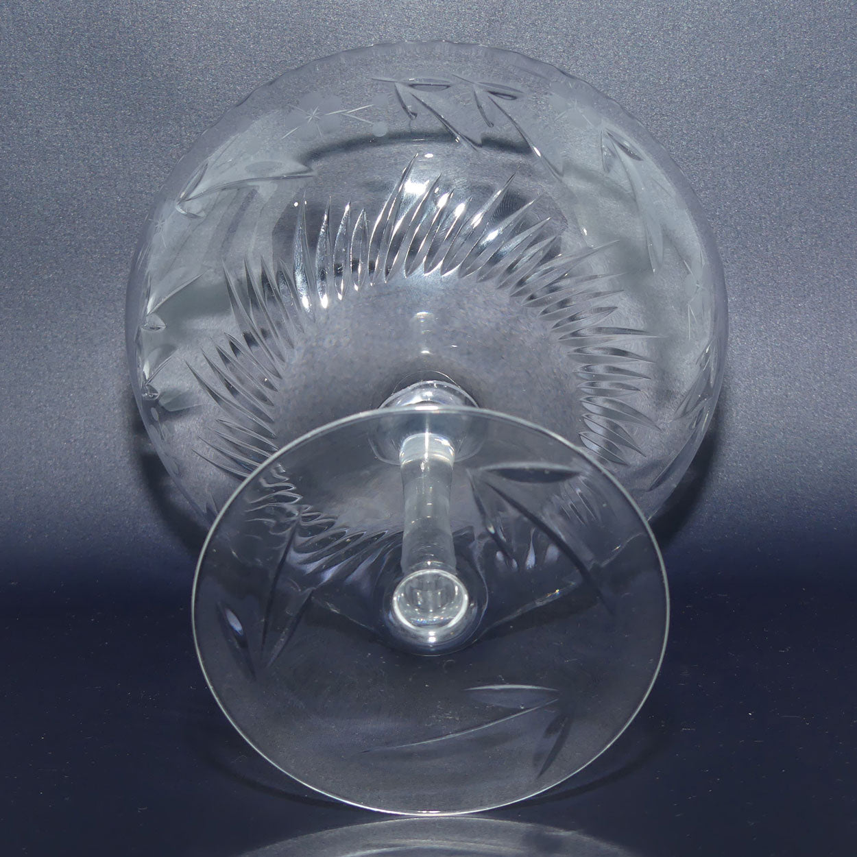 Fine Quality Floral Cut Crystal Tazza