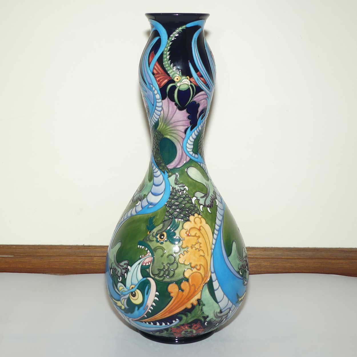 Moorcroft Fire and Water vase | Prestige Double Gourd shape | LE 5/50