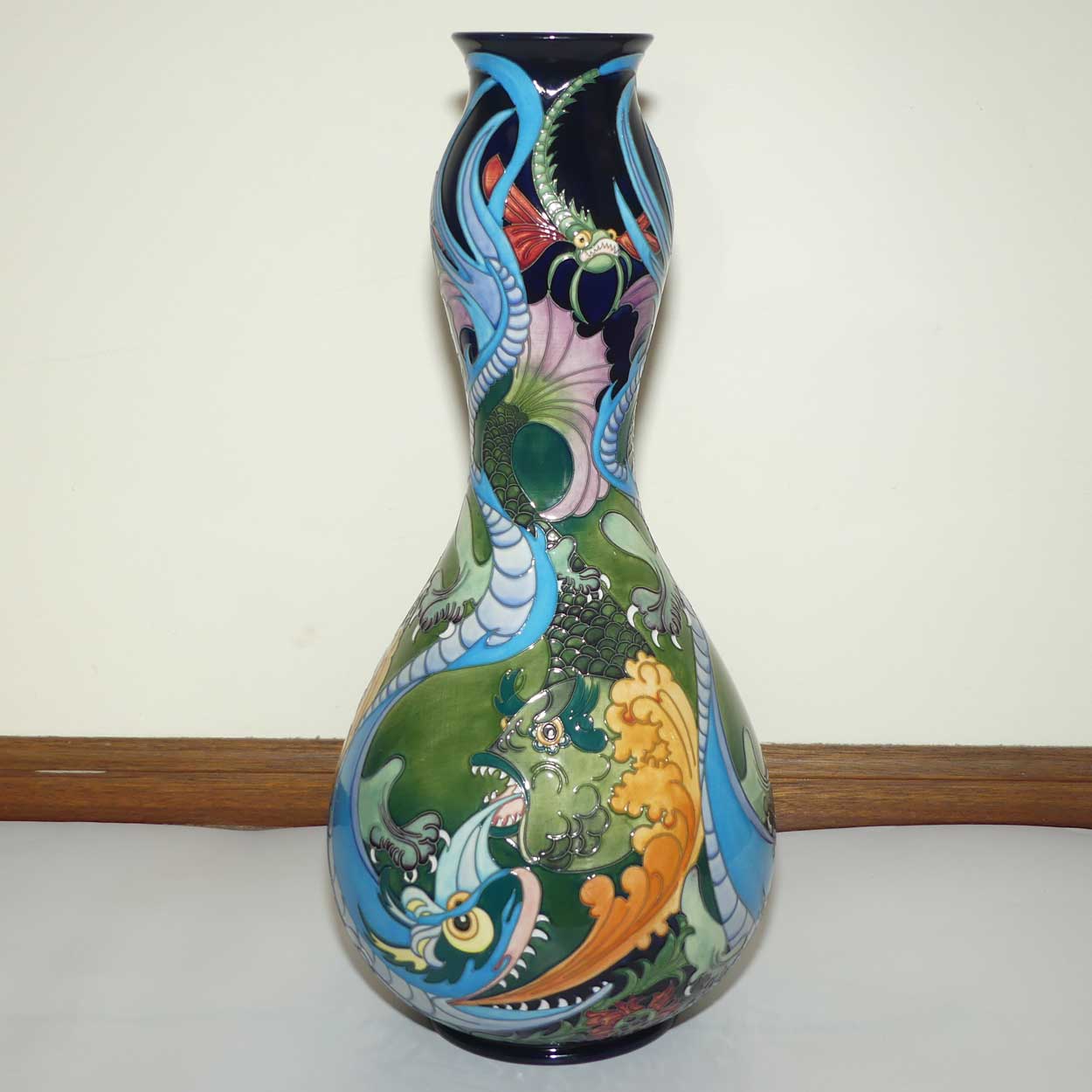Moorcroft Fire and Water vase | Prestige Double Gourd shape | LE 5/50