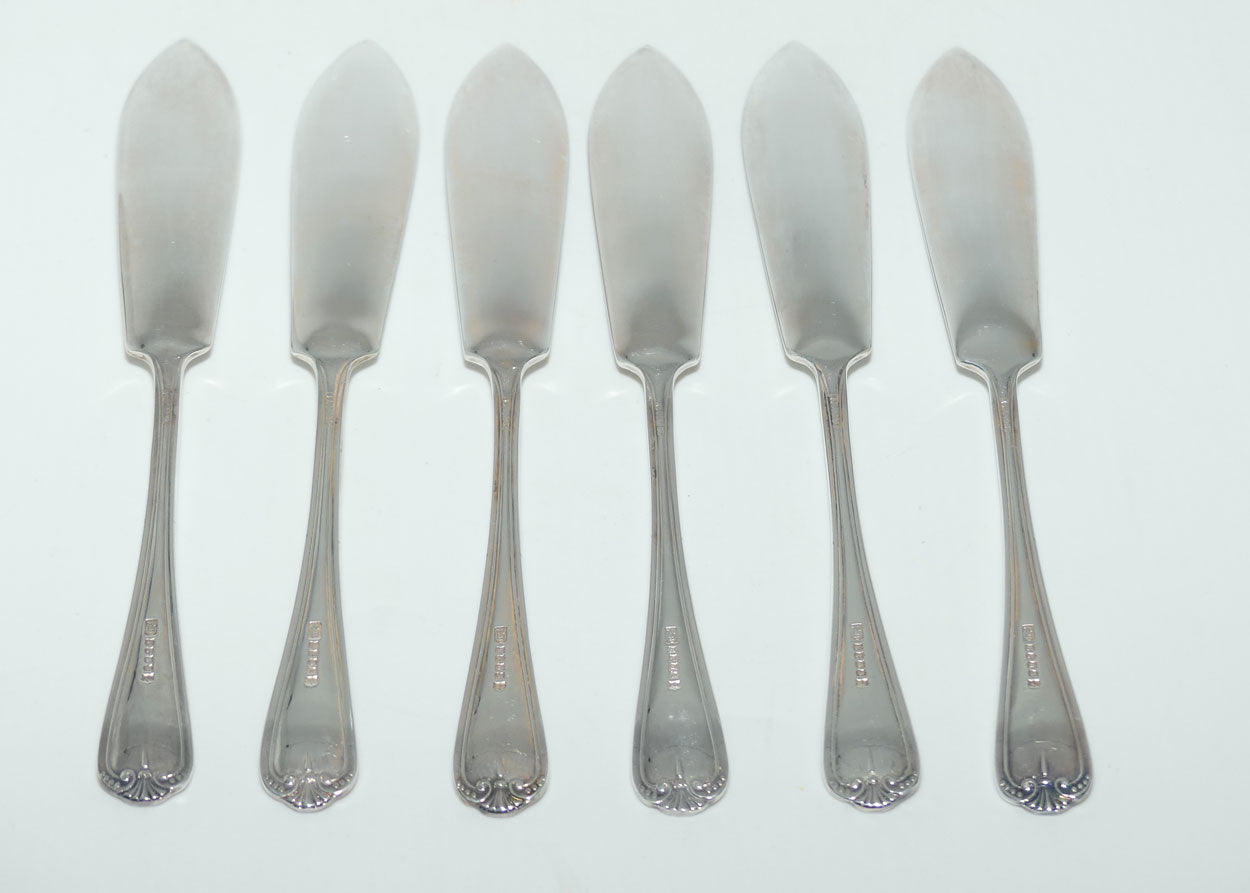 Rodd EPNS A1 Silver Plated set of 6 Fish Slices | Fish Eaters