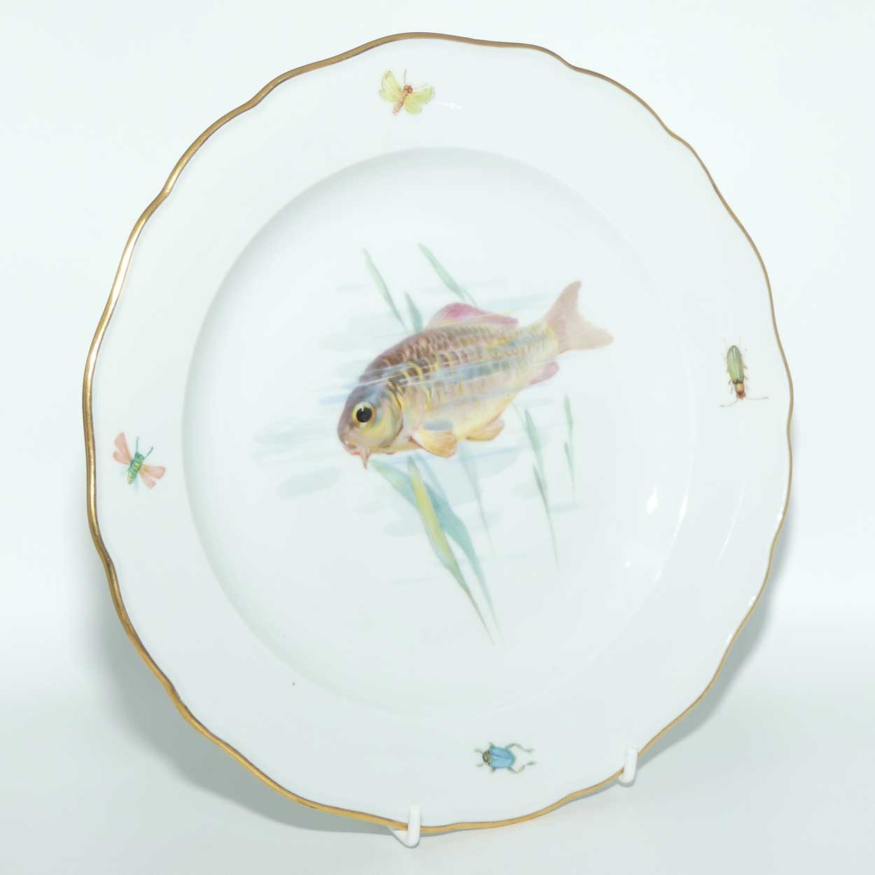 Meissen Hand Painted plate | #1 | Trout among Reeds and Insects