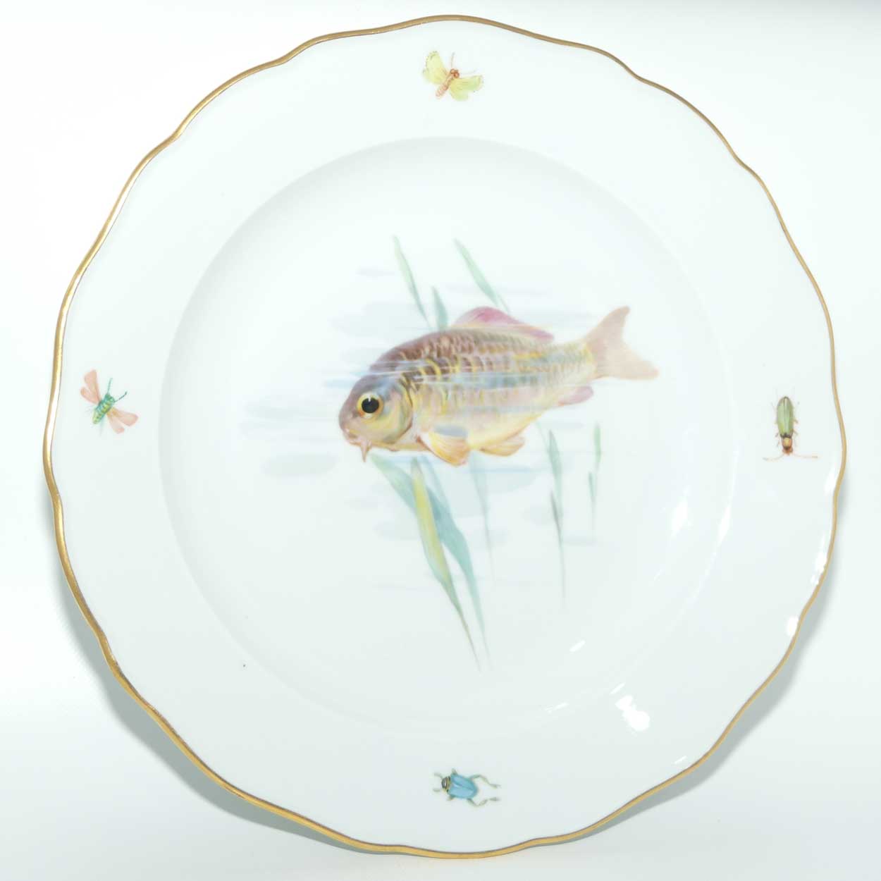 Meissen Hand Painted plate | #1 | Trout among Reeds and Insects