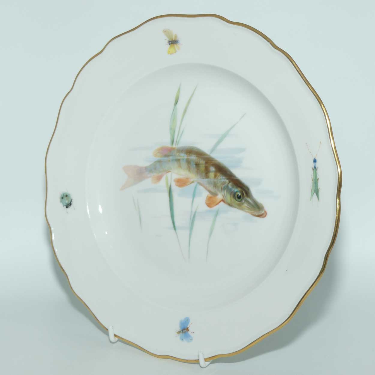 Meissen Hand Painted plate | #3 | Pike among Reeds and Insects