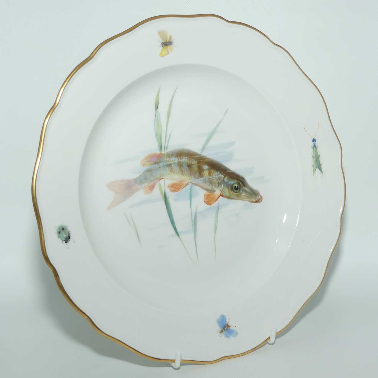 Meissen Hand Painted plate | #3 | Pike among Reeds and Insects