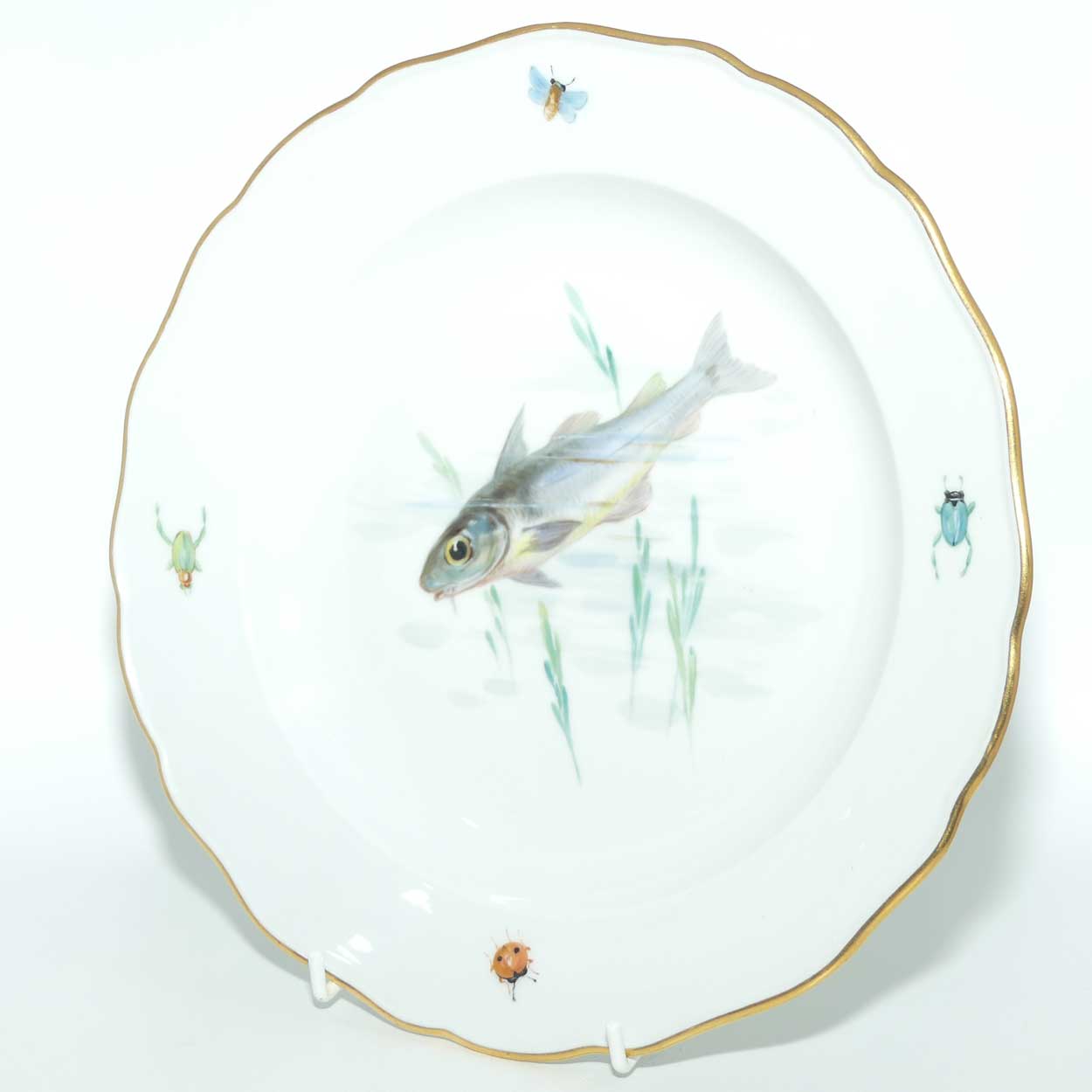 Meissen Hand Painted plate | #4 | Perch among Reeds and Insects