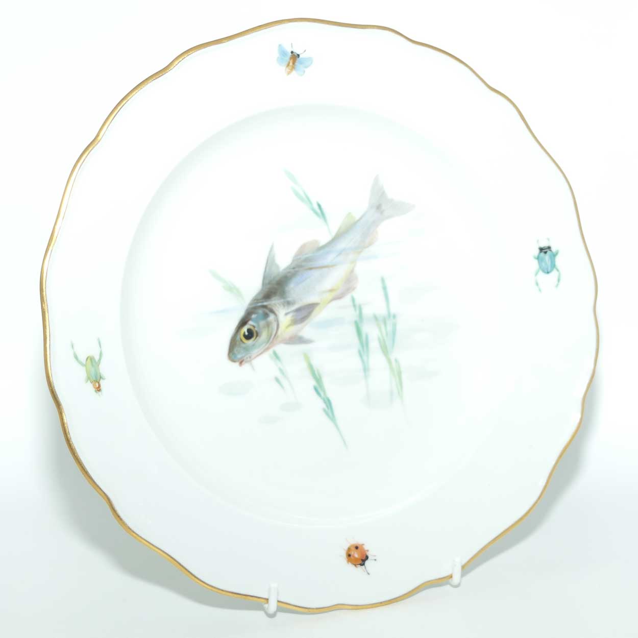 Meissen Hand Painted plate | #4 | Perch among Reeds and Insects