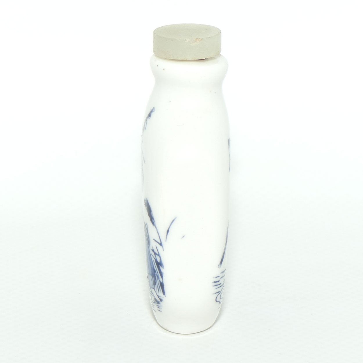 Chinese Blue and White Fishing Man and Boy pattern Snuff Bottle | White stone stopper