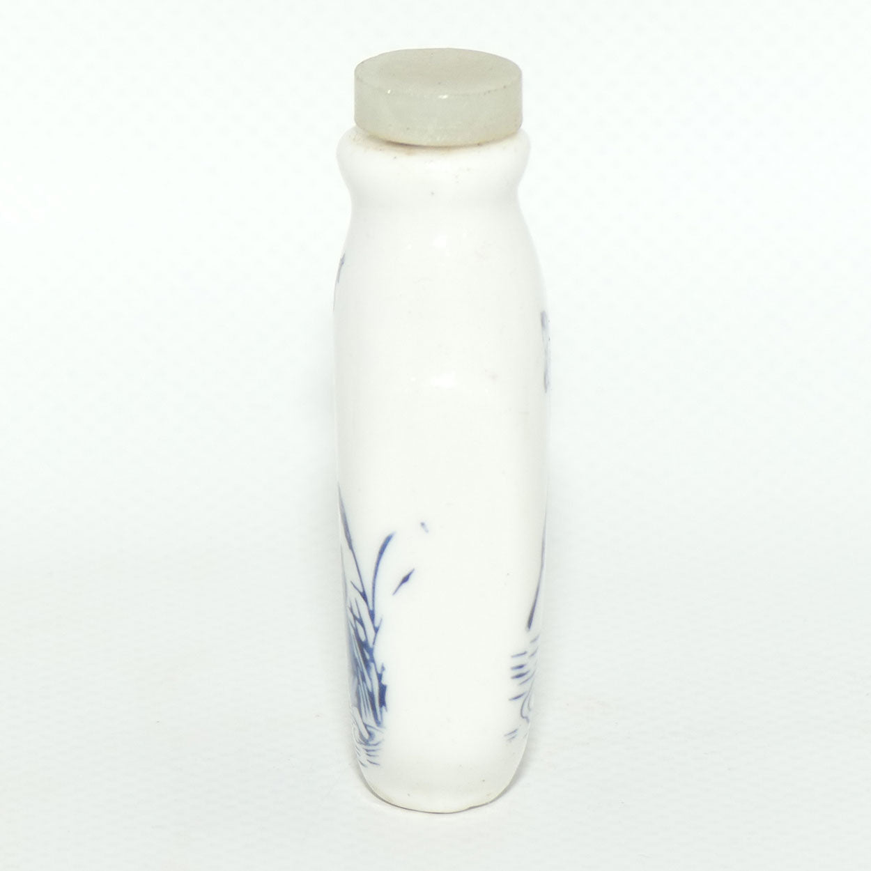 Chinese Blue and White Fishing Man and Boy pattern Snuff Bottle | White stone stopper