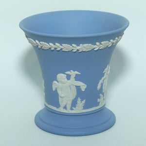 Wedgwood Jasper | White on Pale Blue | Flaired and Footed Cherub vase