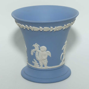 Wedgwood Jasper | White on Pale Blue | Flaired and Footed Cherub vase