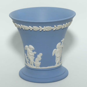 Wedgwood Jasper | White on Pale Blue | Flaired and Footed Cherub vase