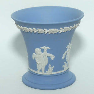 Wedgwood Jasper | White on Pale Blue | Flaired and Footed Cherub vase