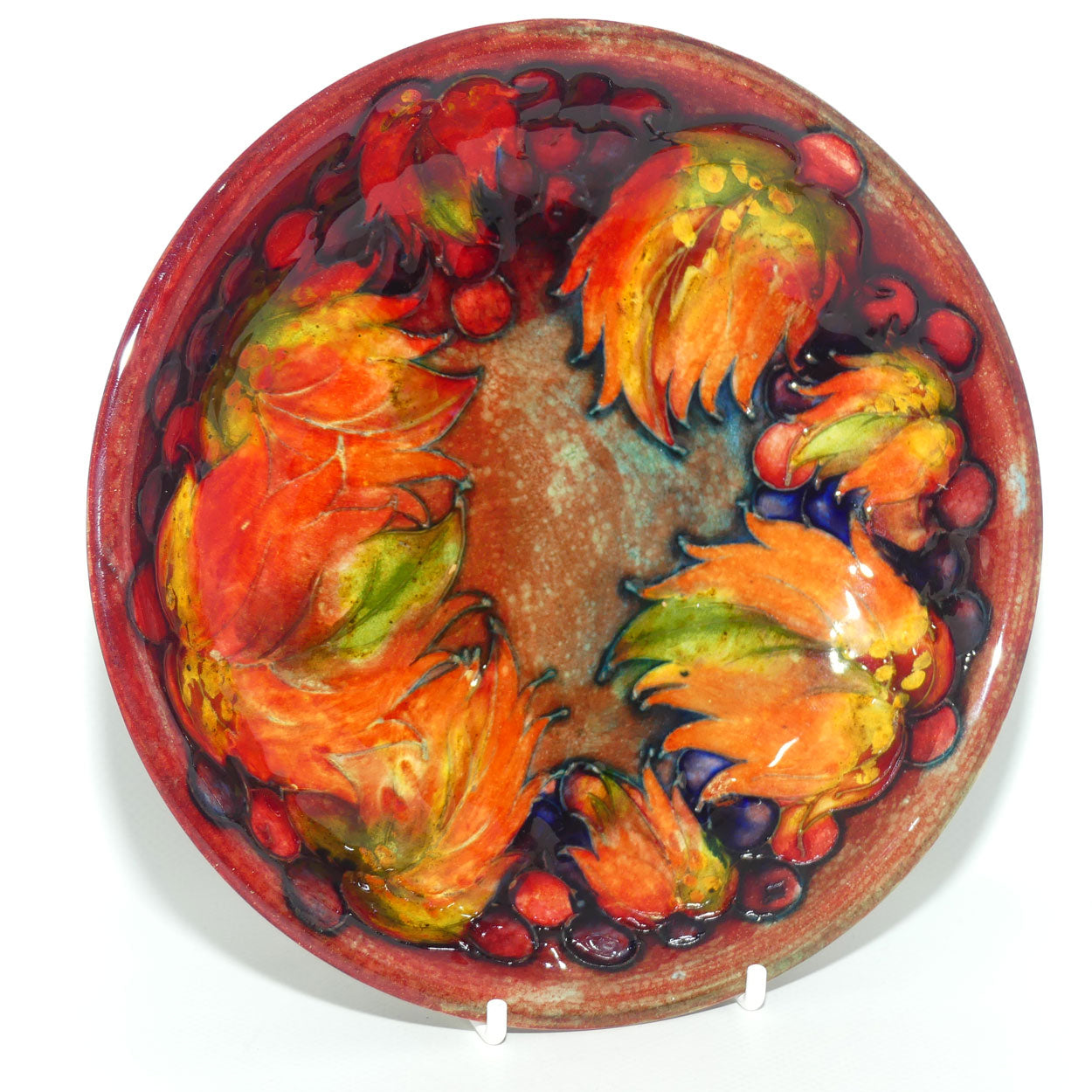 William Moorcroft Flambe Leaves and Fruit shallow bowl #2