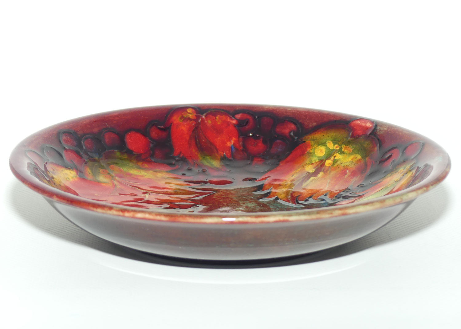 William Moorcroft Flambe Leaves and Fruit shallow bowl #2