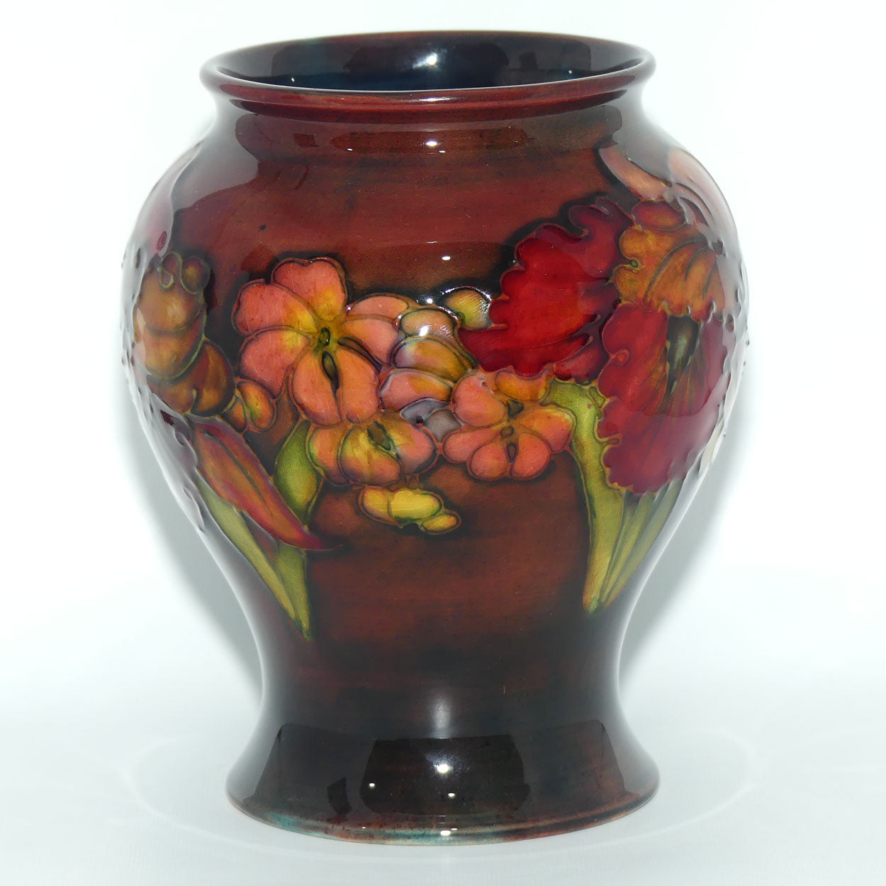 Walter Moorcroft Flambe Orchid reverse bulbous vase