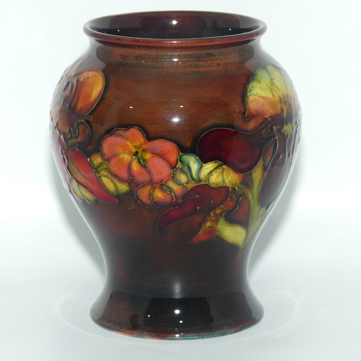 Walter Moorcroft Flambe Orchid reverse bulbous vase