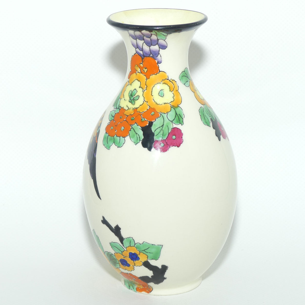 Royal Doulton hand enamelled Mandarin ware | Flamingo vase by Robert Allen | RA307