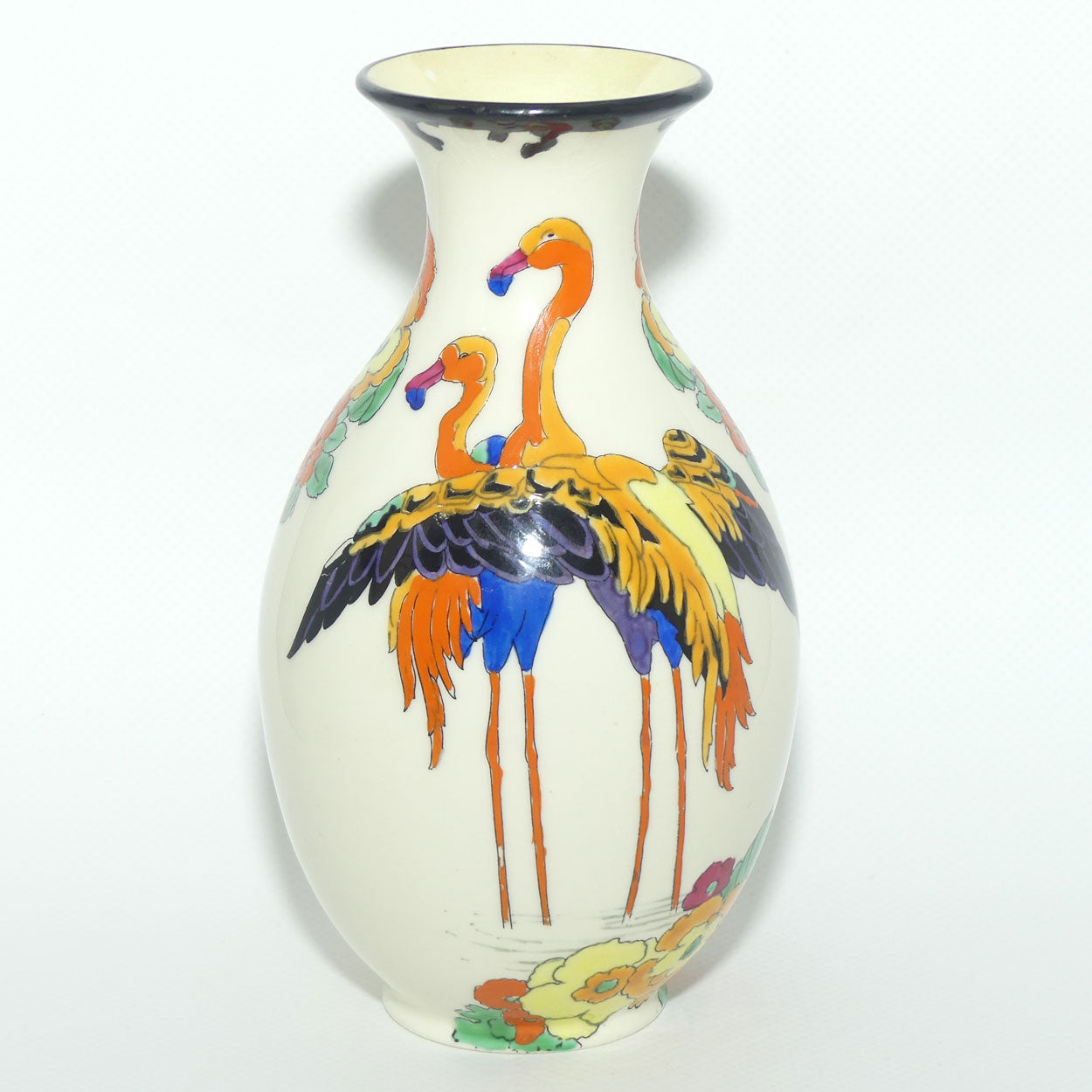 Royal Doulton hand enamelled Mandarin ware | Flamingo vase by Robert Allen | RA307