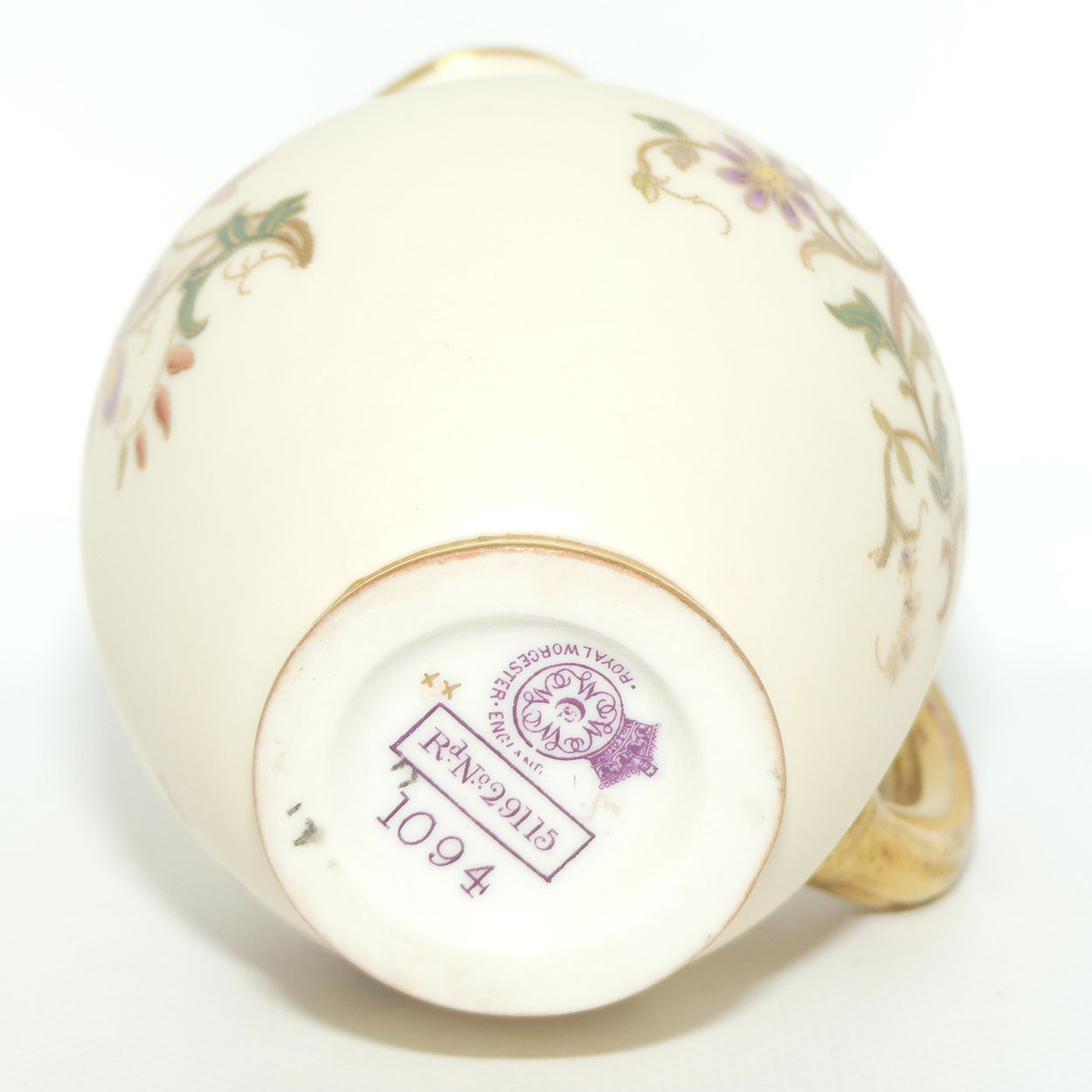 Royal Worcester Blush Ivory hand painted floral small flatback jug | 13cm