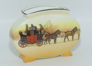 Royal Doulton Coaching Days flat oval vase E3804 | Scene 3: Youth holding a front pair of horses