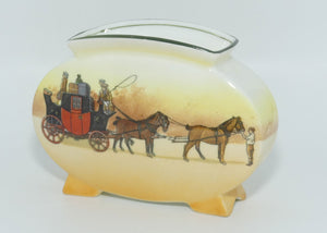 Royal Doulton Coaching Days flat oval vase E3804 | Scene 3: Youth holding a front pair of horses